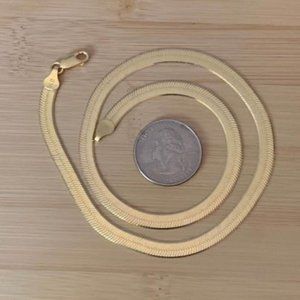 18k gold filled herringbone necklace. Double sided diamond cut.